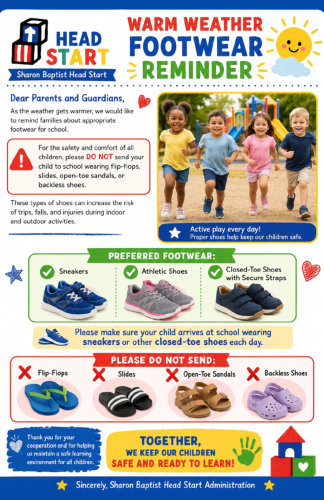 Sharon Baptist Head Start Footwear Flyer