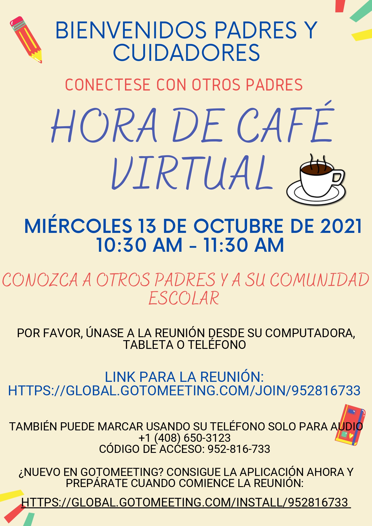 Hora de Cafe Virtual Flyer