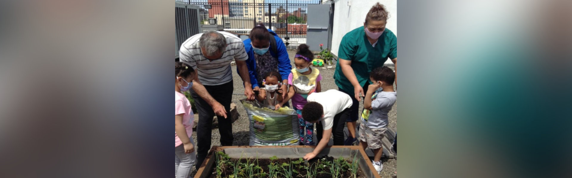 teachers teaching kids how to plant