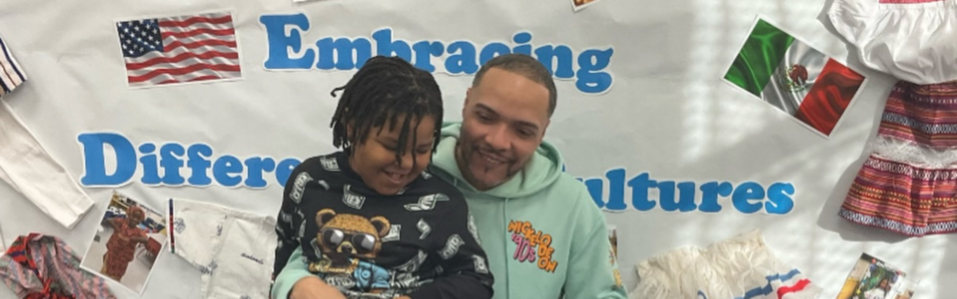 father and son smiling